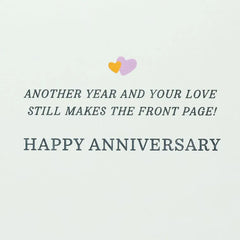 Your Love Still Makes the Front Page Anniversary Card for Couple