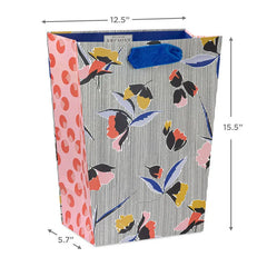 9.6" Vintage Floral on Stripes Medium Gift Bag