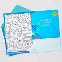 Oceans of Fun Birthday Card for Kids with Activity Page