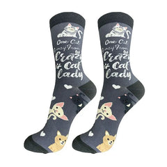 E&S Pets One Cat Away Novelty Crew Socks