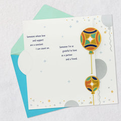 Grateful to Have You as Partner and Friend Birthday Card for Husband