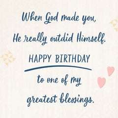 God Outdid Himself Religious Birthday Card for Wife