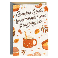 Filled Up on Love Thanksgiving Card for Grandson and Wife