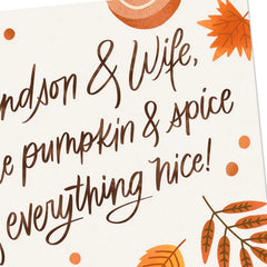 Filled Up on Love Thanksgiving Card for Grandson and Wife