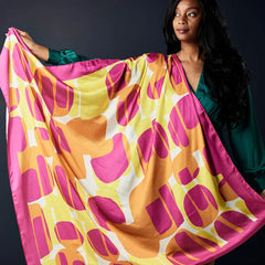 Sylvia Mollie Orange and Pink Color Block Scarf