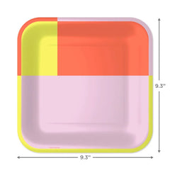 Yellow, Pink and Orange Color Block Dinner Plates, Pack of 8