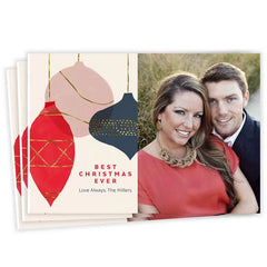 Modern Ornaments Flat Christmas Photo Card