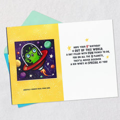 You're a Stellar Kid 8th Birthday Card With Alien Decal