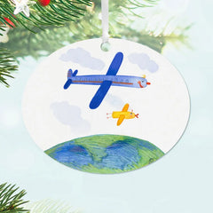 Design-Your-Own Horizontal Oval Metal Personalized Ornament, Custom Photo