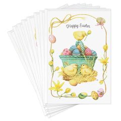 Nostalgic Chicks And Basket of Eggs Easter Cards, Pack of 8