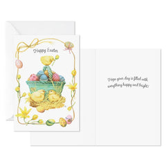 Nostalgic Chicks And Basket of Eggs Easter Cards, Pack of 8