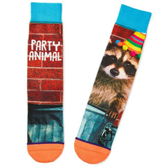 Party Animal Raccoon Fun Crew Socks