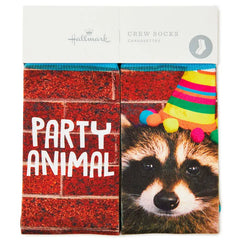 Party Animal Raccoon Fun Crew Socks