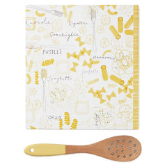 Pasta Recipe Organizer Book With Wooden Strainer Spoon