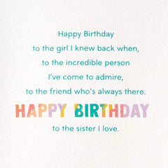 Incredible Person I Admire Birthday Card for Sister