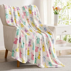 Pastel Bunnies Plush Fleece Throw Blanket, 50x70