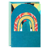 Patchwork Rainbow and Rays Blank Card