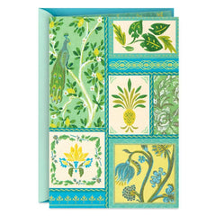 Peacock and Botanical Wallpaper Prints Blank Card