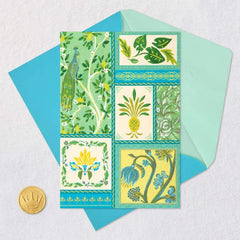Peacock and Botanical Wallpaper Prints Blank Card
