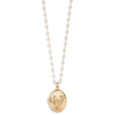 Kentucky Roses Gold Metal Necklace With Horseshoe Locket and Faux Pearls