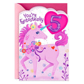Perfectly Enchanted Pink Unicorn 5th Birthday Card