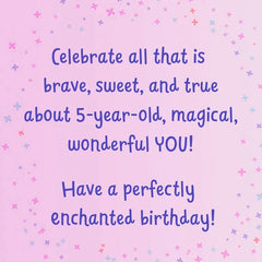 Perfectly Enchanted Pink Unicorn 5th Birthday Card