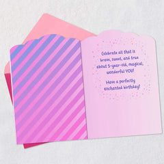 Perfectly Enchanted Pink Unicorn 5th Birthday Card