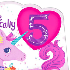 Perfectly Enchanted Pink Unicorn 5th Birthday Card