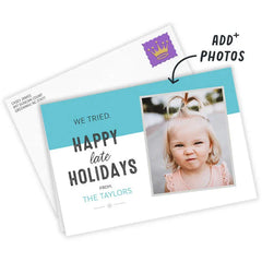 Personalized Blue and White Holiday Photo Card