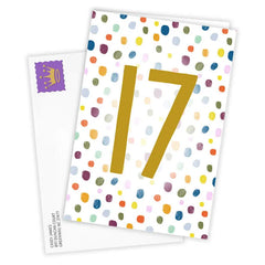 Personalized Colorful Confetti Number Milestone Card