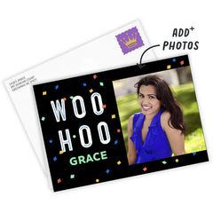 Personalized Woo Hoo Confetti Celebration Photo Card
