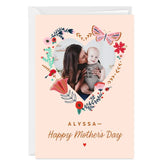 Personalized Flower Heart Mother's Day Photo Card