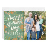 Personalized Floral Print Happy Mother's Day Photo Card