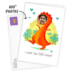 Personalized Fun Dinosaur Face Photo Card