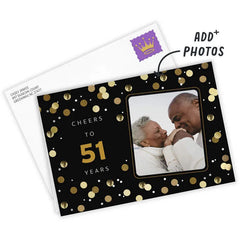 Personalized Confetti Number Celebration Photo Card