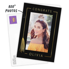 Personalized Gold Tassel Graduation Photo Card