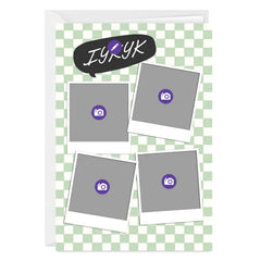 Personalized Green and White Checkerboard Photo Card