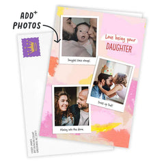 Personalized Snapshots on Pink Watercolor Photo Card