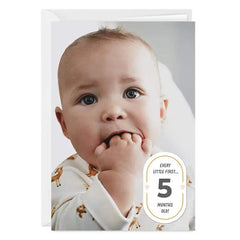 Personalized Milestone Badge with Hearts Photo Card