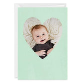 Personalized Mint Green Heart Frame Photo Card