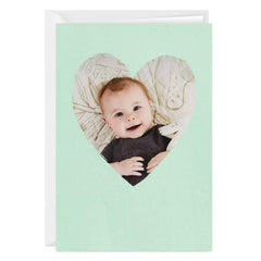 Personalized Mint Green Heart Frame Photo Card