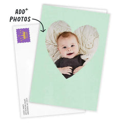 Personalized Mint Green Heart Frame Photo Card