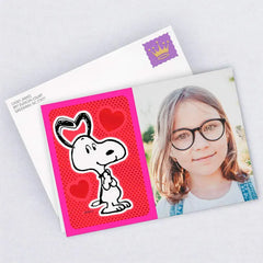 Personalized Peanuts® Snoopy and Hearts Love Photo Card
