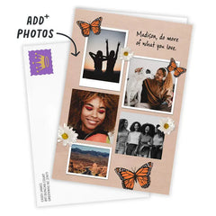 Personalized Butterflies and Daisies Photo Card