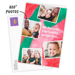 Personalized Red and Green Photo Collage Photo Card