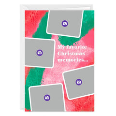 Personalized Red and Green Photo Collage Photo Card