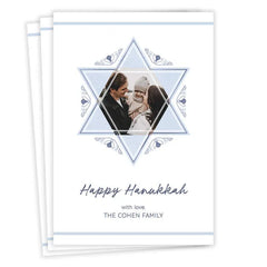 Elegant Star of David Flat Hanukkah Photo Card