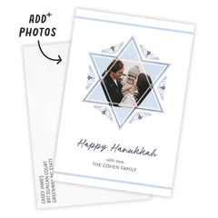 Elegant Star of David Flat Hanukkah Photo Card
