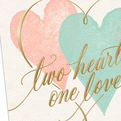 Two Hearts, One Love Religious Wedding Card