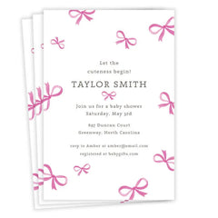 Pretty Pink Bows Flat Baby Shower Invitation